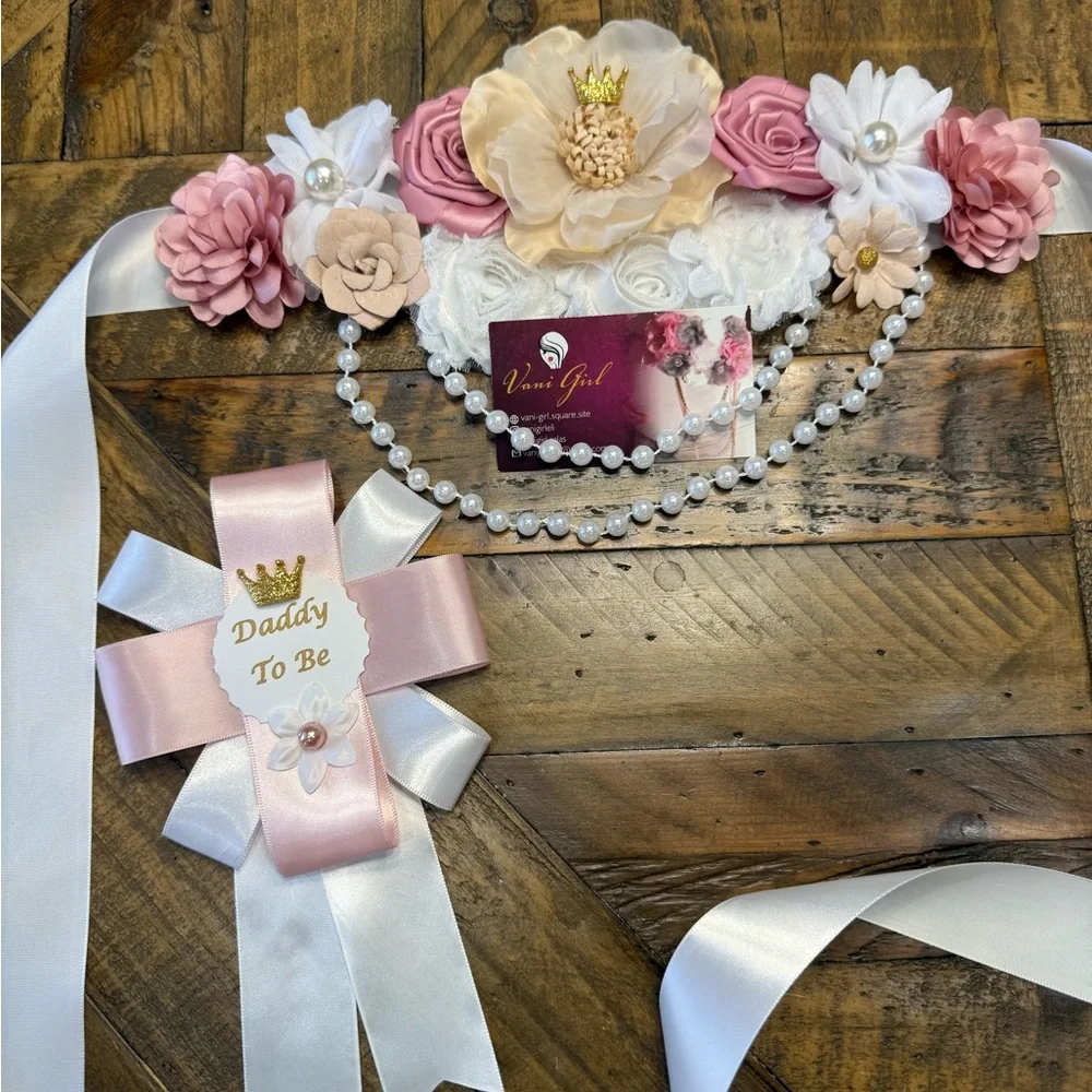 Elegant Pink and White Floral Belt for Kids
